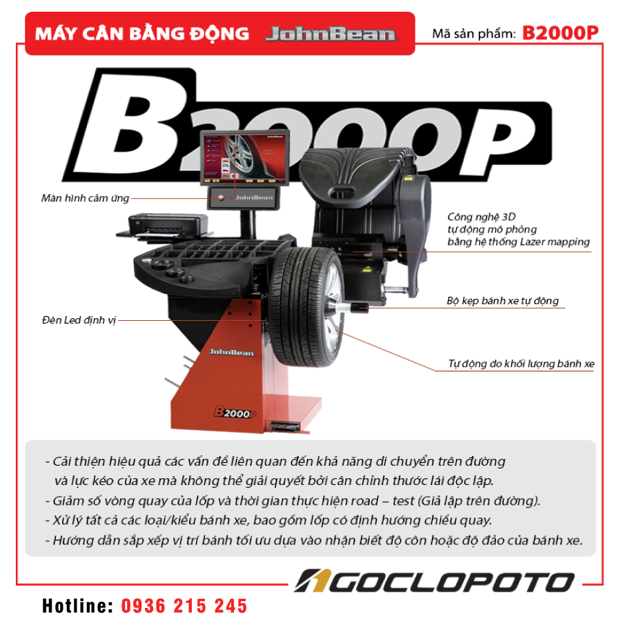 máy cân bằng bánh xe Johnbean B2000P máy cân bằng bánh xe Johnbean B2000P